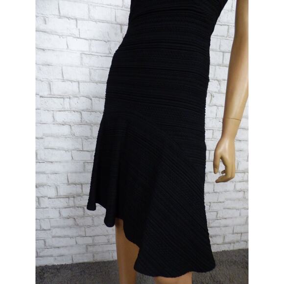 $395 Rebecca Taylor Vneck Fit & Flare Flounce Hem Little Black Dress 2 NEW - Picture 12 of 16